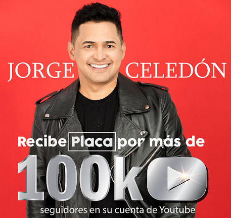 JORGE CELEDÓN Recibe placa por más de 100K SEGUIDORES en su cuenta de YOUTUBE
