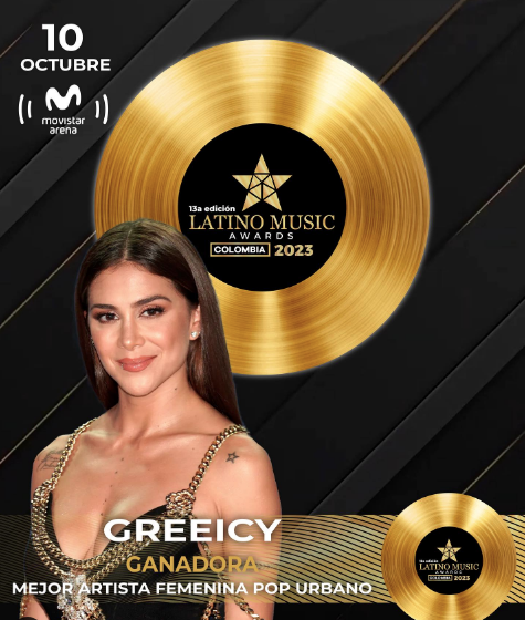 ¡Otro triunfo! Greeicy recibe reconocimiento en los Premios Latino Music Awards 2023